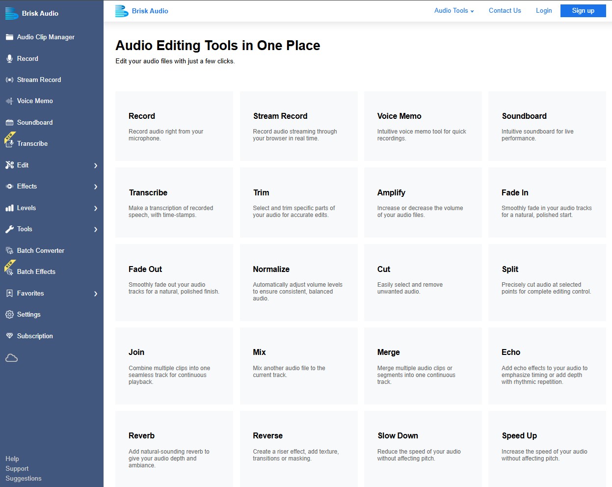 Brisk Audio: Online Audio Editing Tools in One Place screenshot