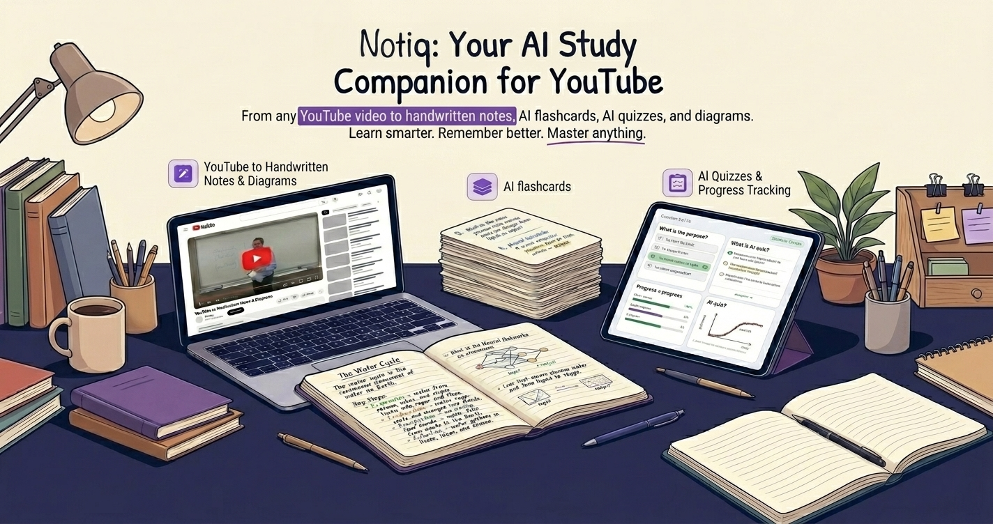 Notiq: Turn Any YouTube Video into Perfect Study Notes screenshot