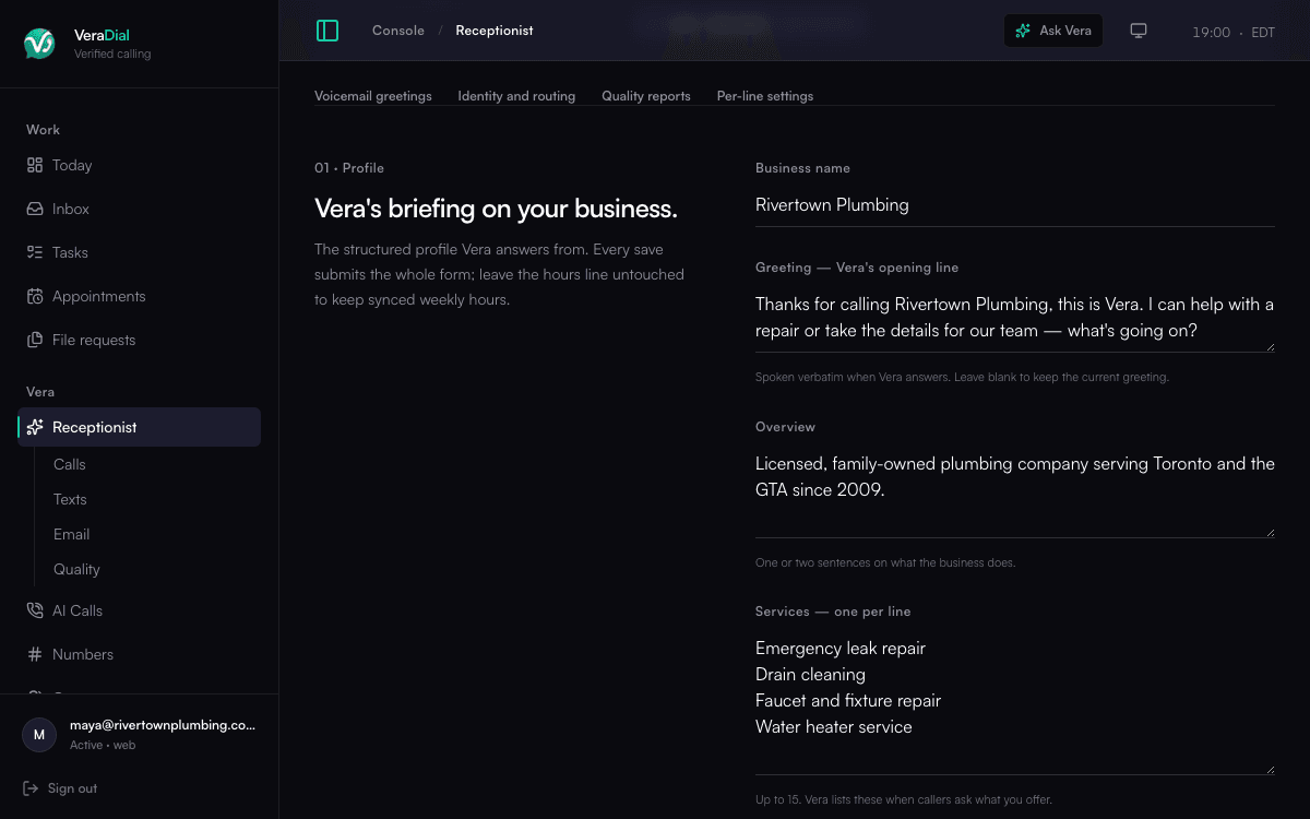 VeraDial - AI Receptionist and Business Phone screenshot
