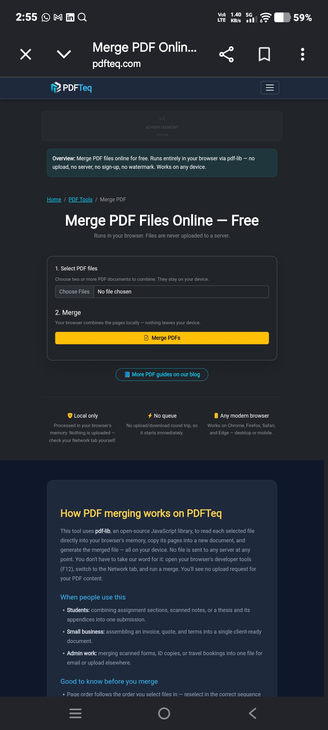 PDFTEQ Merge PDF screenshot